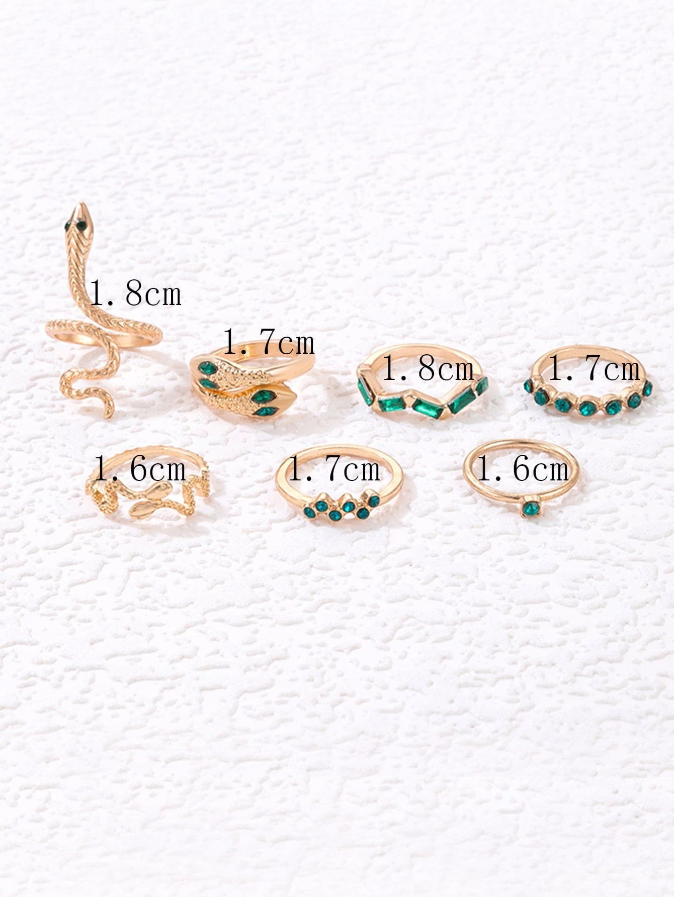 SHEIN imoli 7pcs Snake Design Rhinestone Decor Ring
