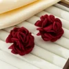 SHEIN 1 Pair Fashionable, Elegant, And Romantic Rose Flocked Stud Earrings