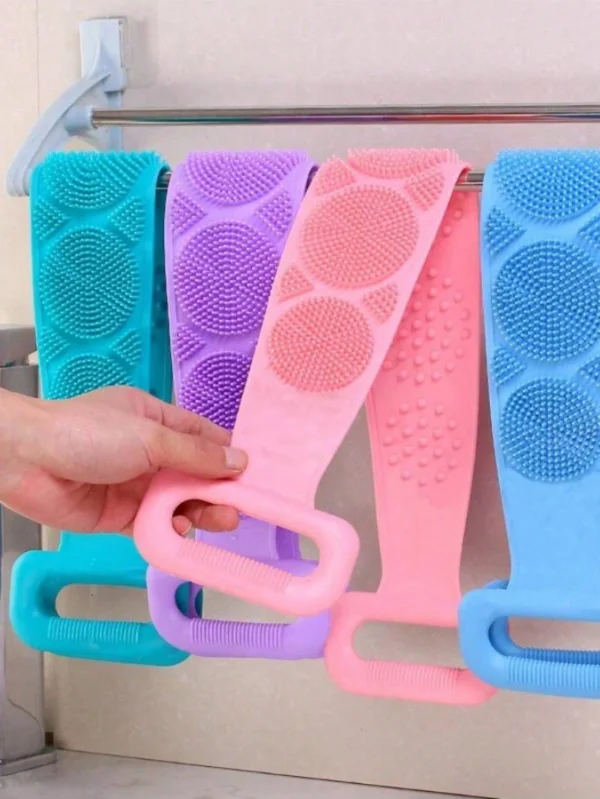 shein 1pc Bath Scrub & Massage Brush Made Of Easy-To-Clean Silicone With Back Strap