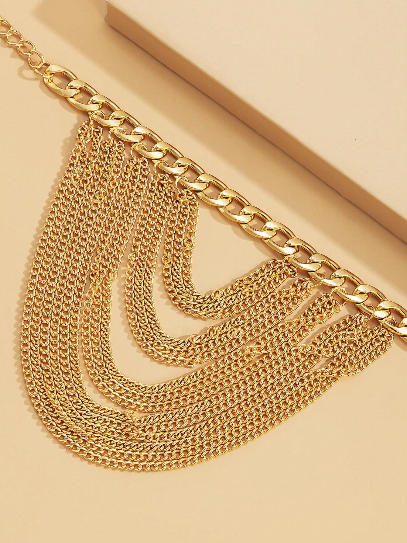 SHEIN 1pc Creative Multilayer Chain & Tassel Decor Foot Chain / Elegant