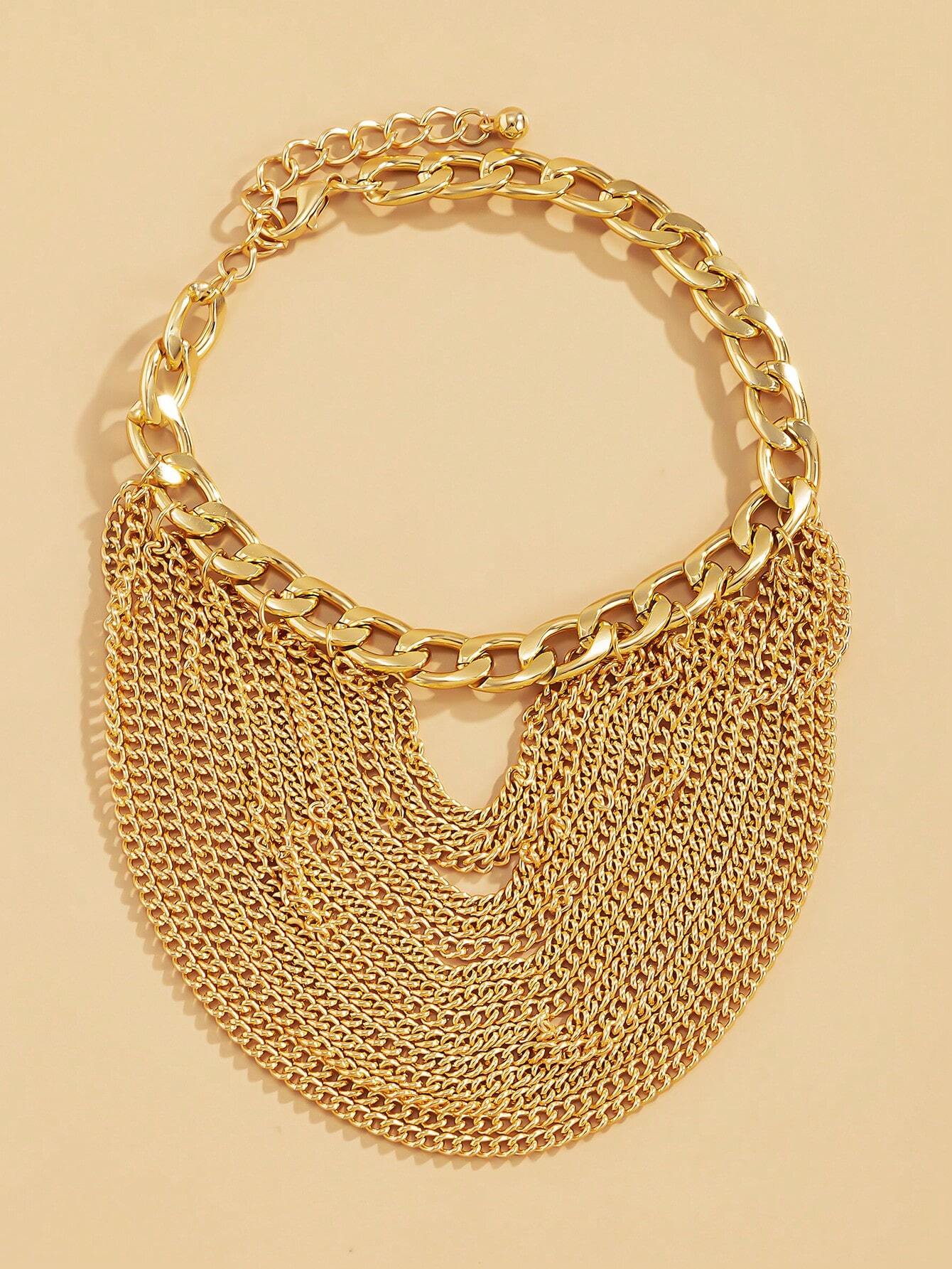 SHEIN 1pc Creative Multilayer Chain & Tassel Decor Foot Chain / Elegant