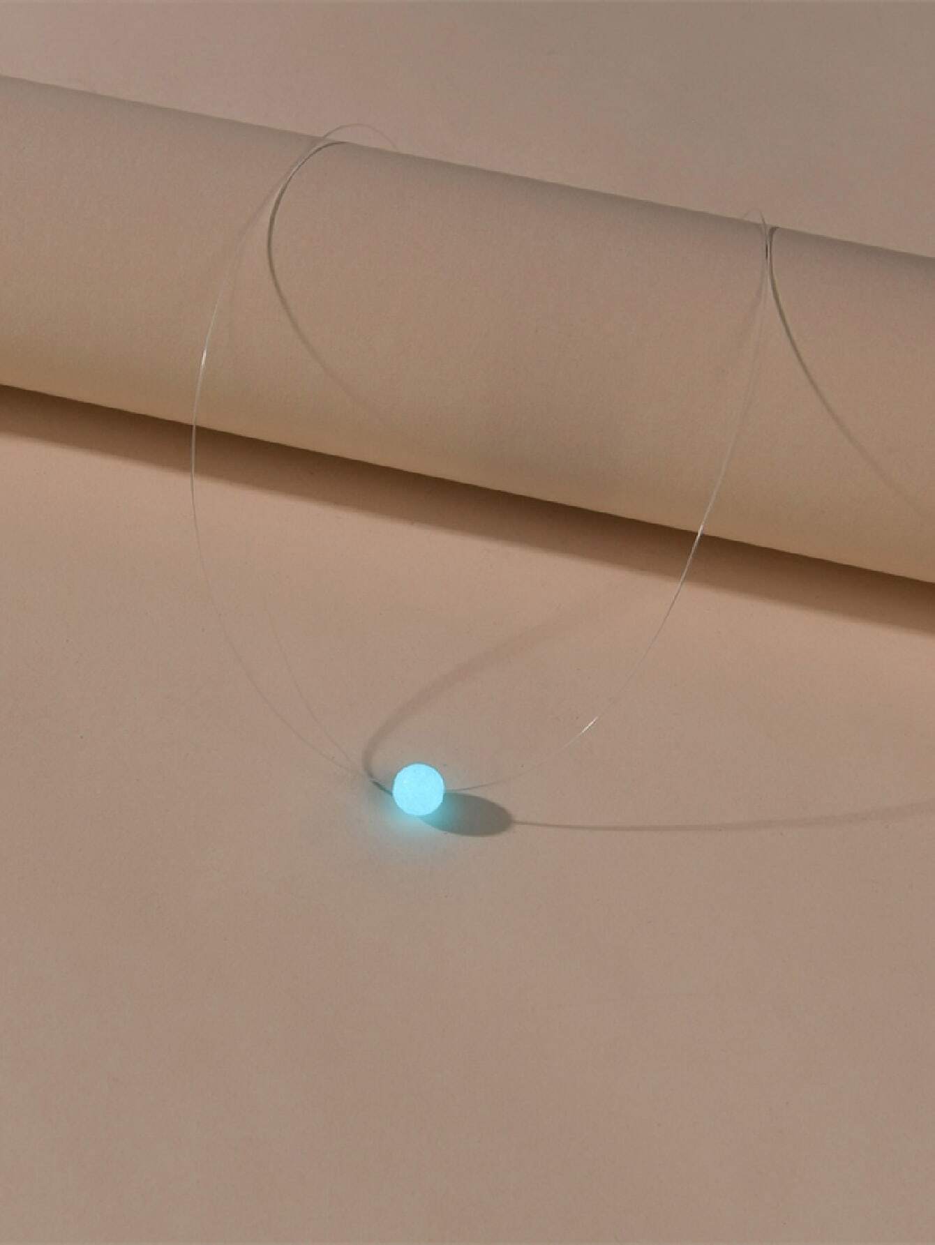 SHEIN 1pc Fashion PMMA Glow In The Dark Bead Pendant Necklace