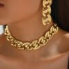 SHEIN Gothic Punk Y2K Style Gold Chain Necklace And 1pair Statement Metal Earrings