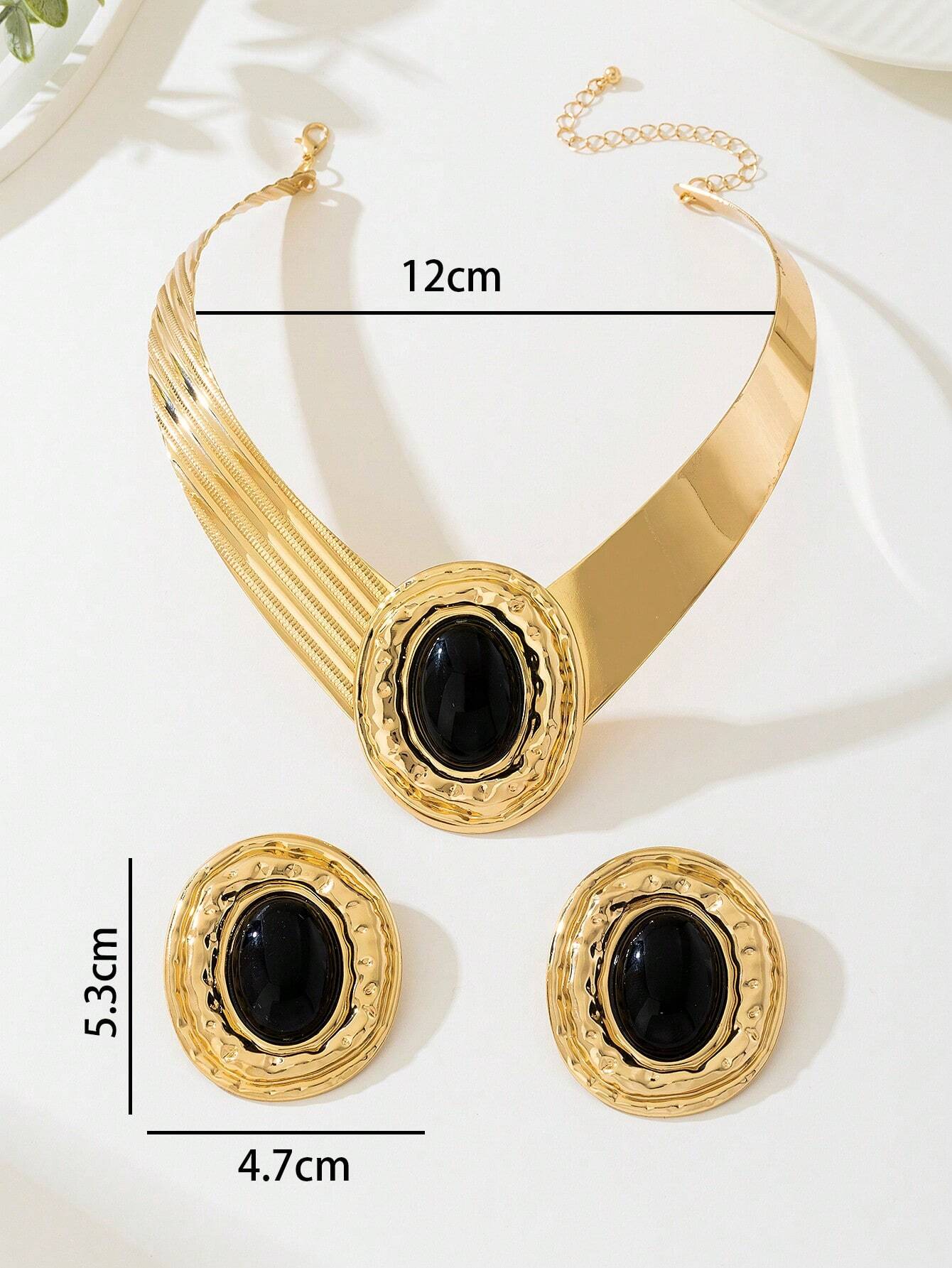 SHEIN 1set Luxury Exaggerated Fashion Creative Metal Oversized Pearl Earrings