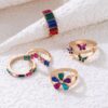 SHEIN 5pcs Fashionable Luxury Alloy Rings Set With Colored