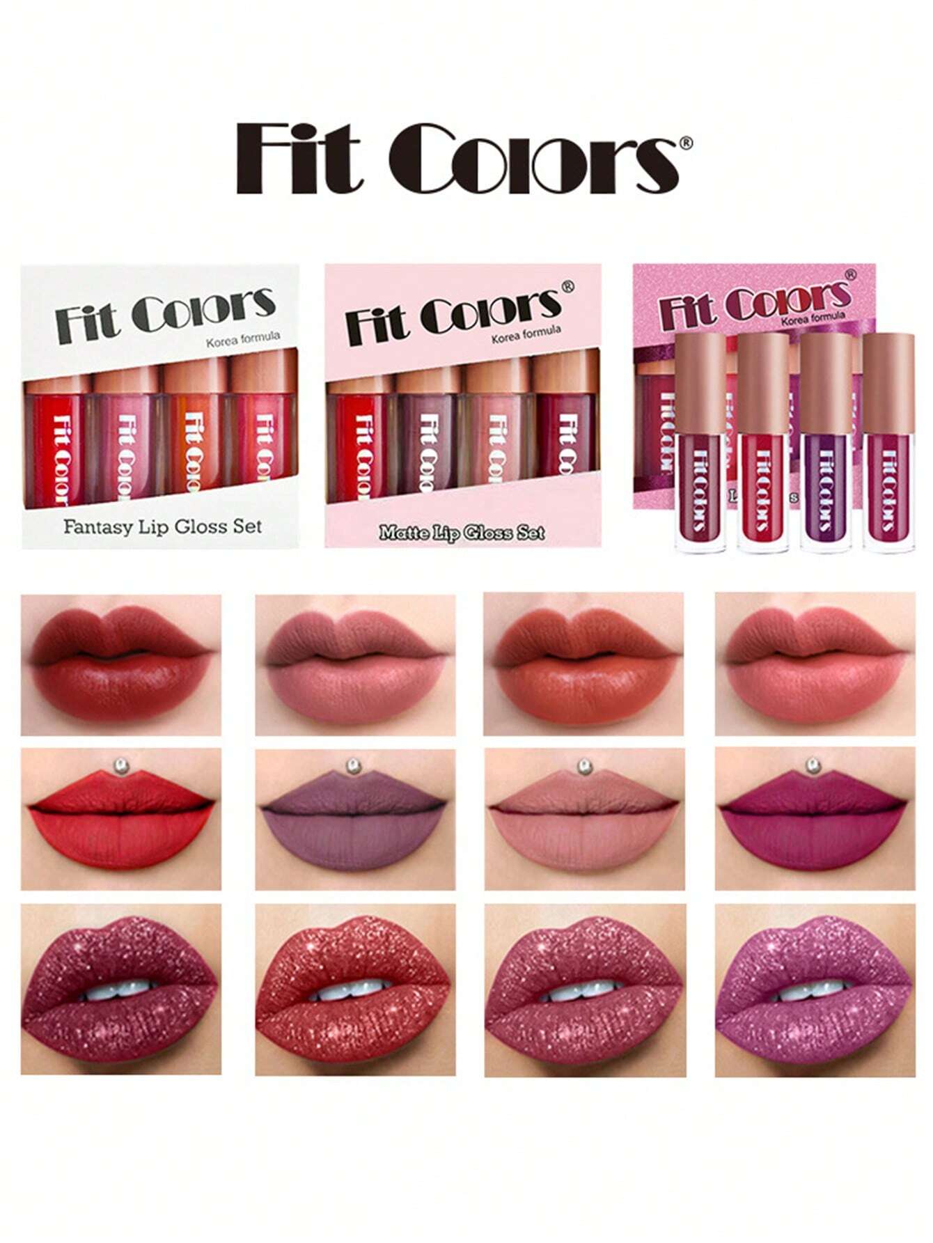 SHEIN Fit Colors Velvet Matte Liquid Lipstick,4Pcs
