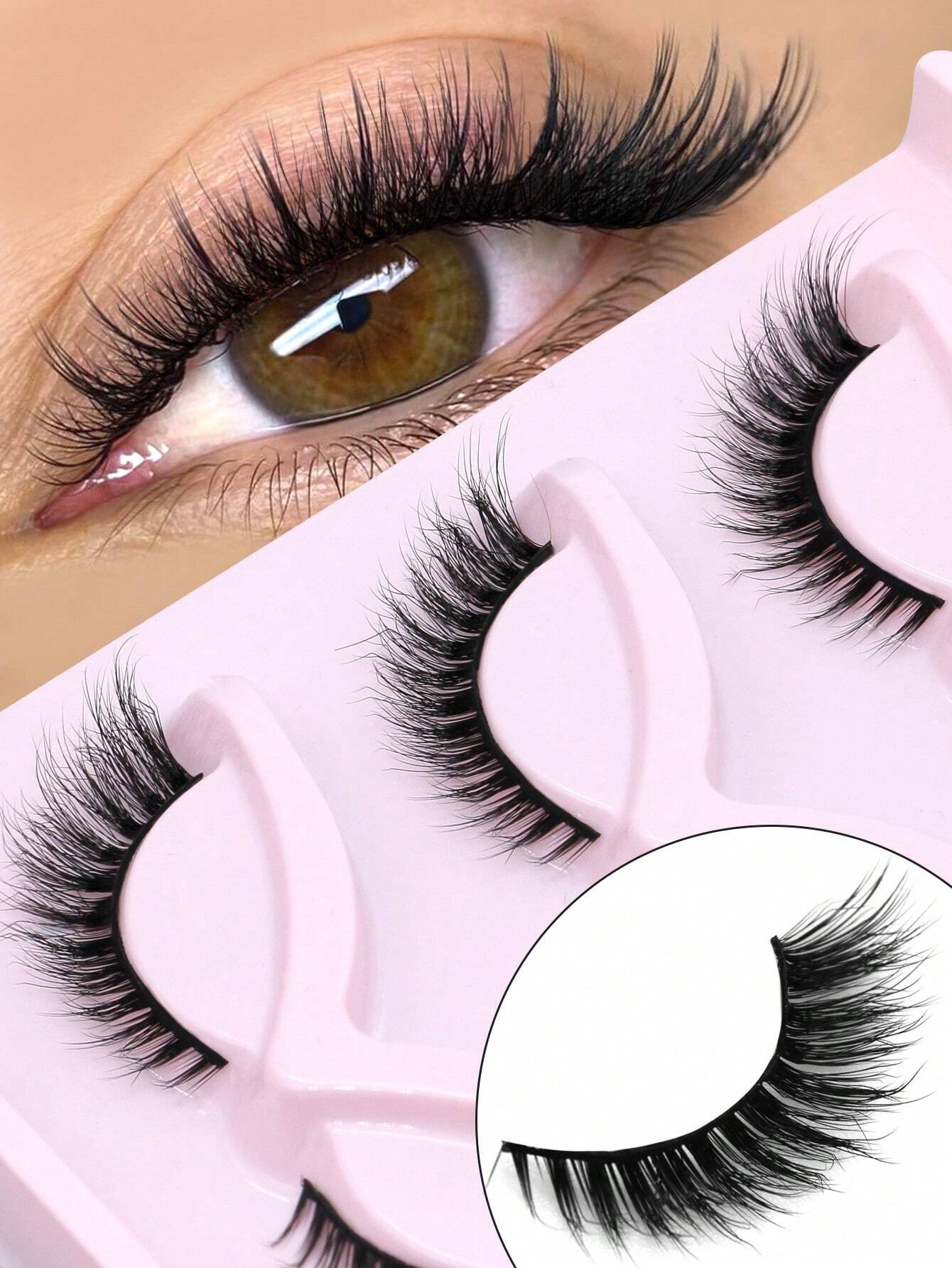 SHEIN GROINNEYA 3 Pairs Cat Eye Eyelashes Fox