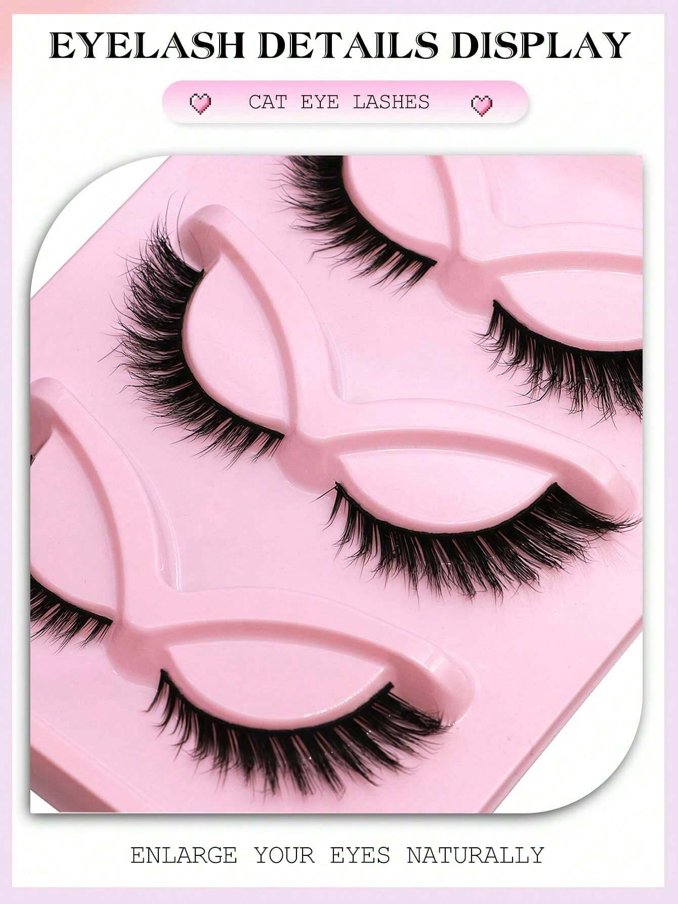 SHEIN GROINNEYA 3 Pairs Cat Eye Eyelashes Fox