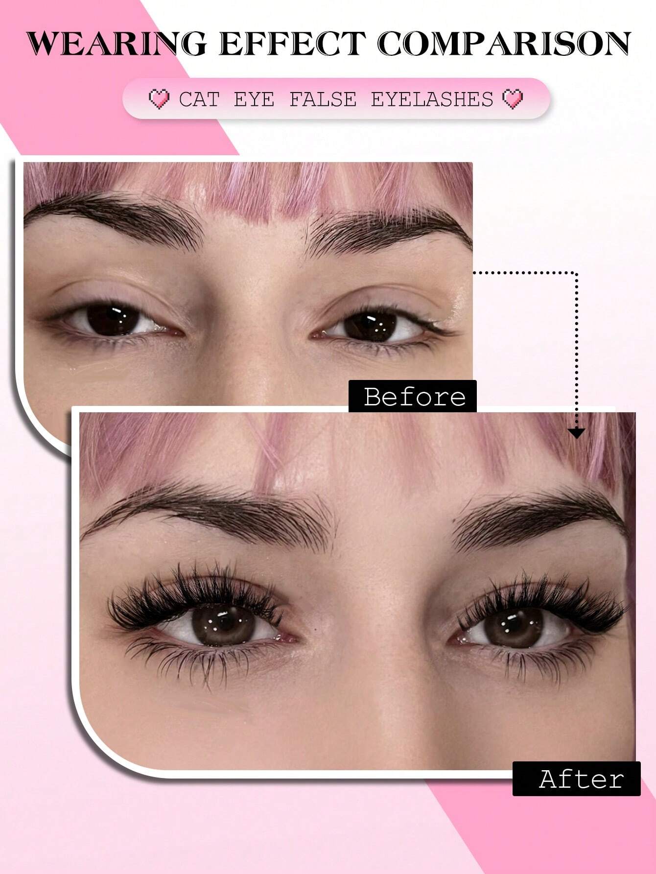 SHEIN GROINNEYA 3 Pairs Cat Eye Eyelashes Fox