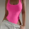 SHEIN INAWLY Ladies' Solid Color Simple Design Sleeveless Bodysuit