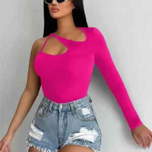 SHEIN Foxxy Solid Color Hollow Out Detail Top
