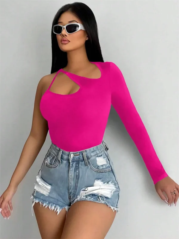 SHEIN Foxxy Solid Color Hollow Out Detail Top