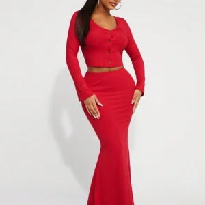 SHEIN SXY 2pcs/Set Cozy Casual Elegant Rib-Knit
