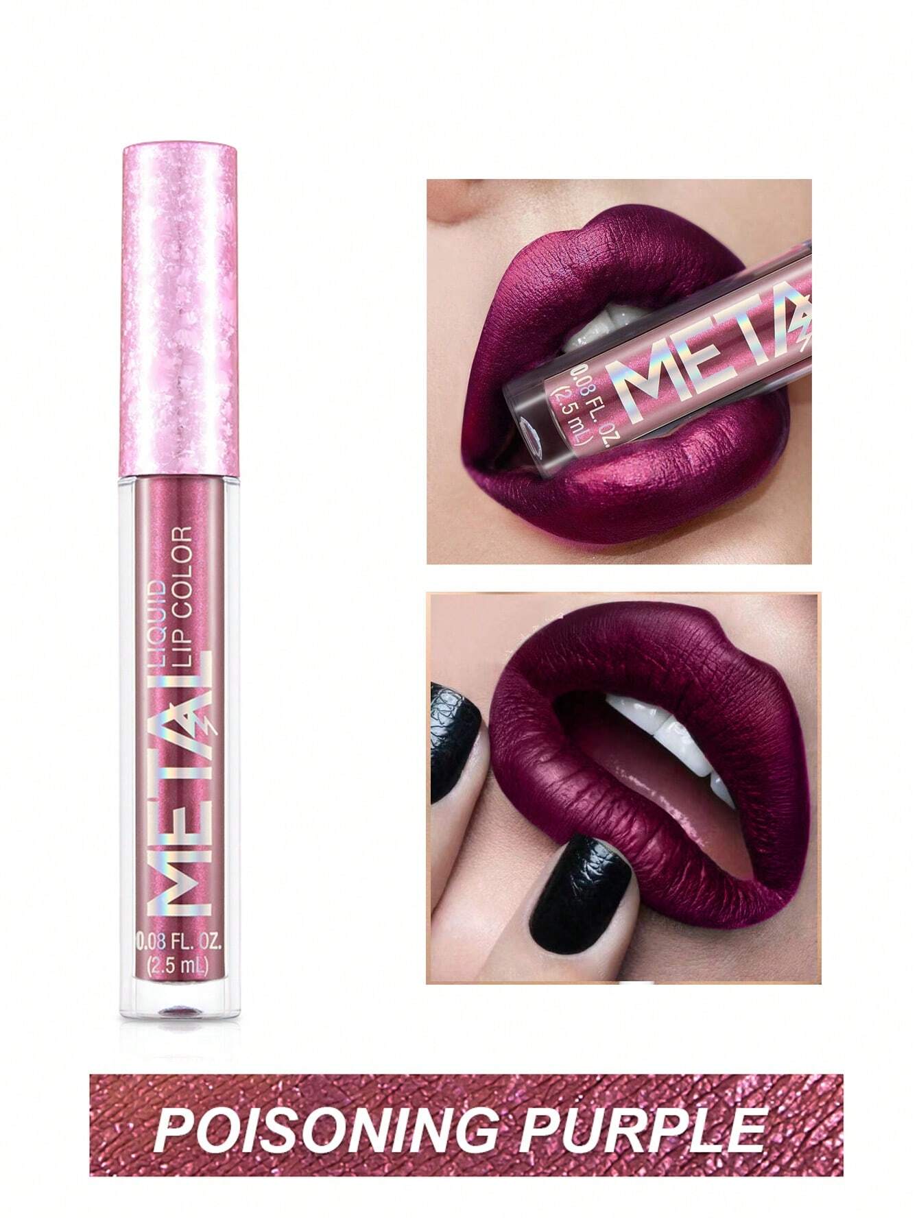 SHEIN Waterproof Liquid Lipstick, Long-Wearing Metallic Lip Gloss