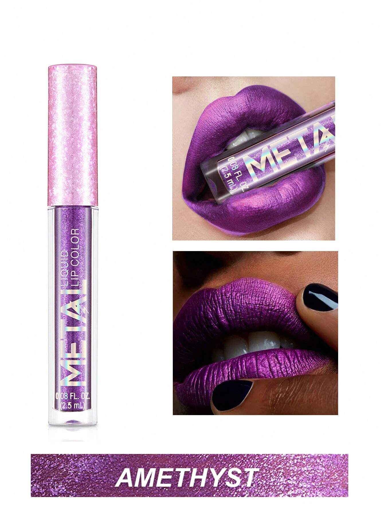 SHEIN Waterproof Liquid Lipstick, Long-Wearing Metallic Lip Gloss