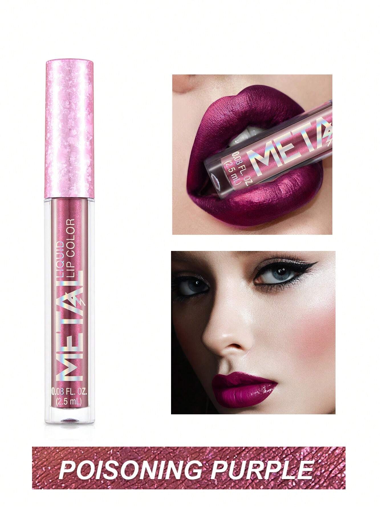 SHEIN Waterproof Liquid Lipstick, Long-Wearing Metallic Lip Gloss