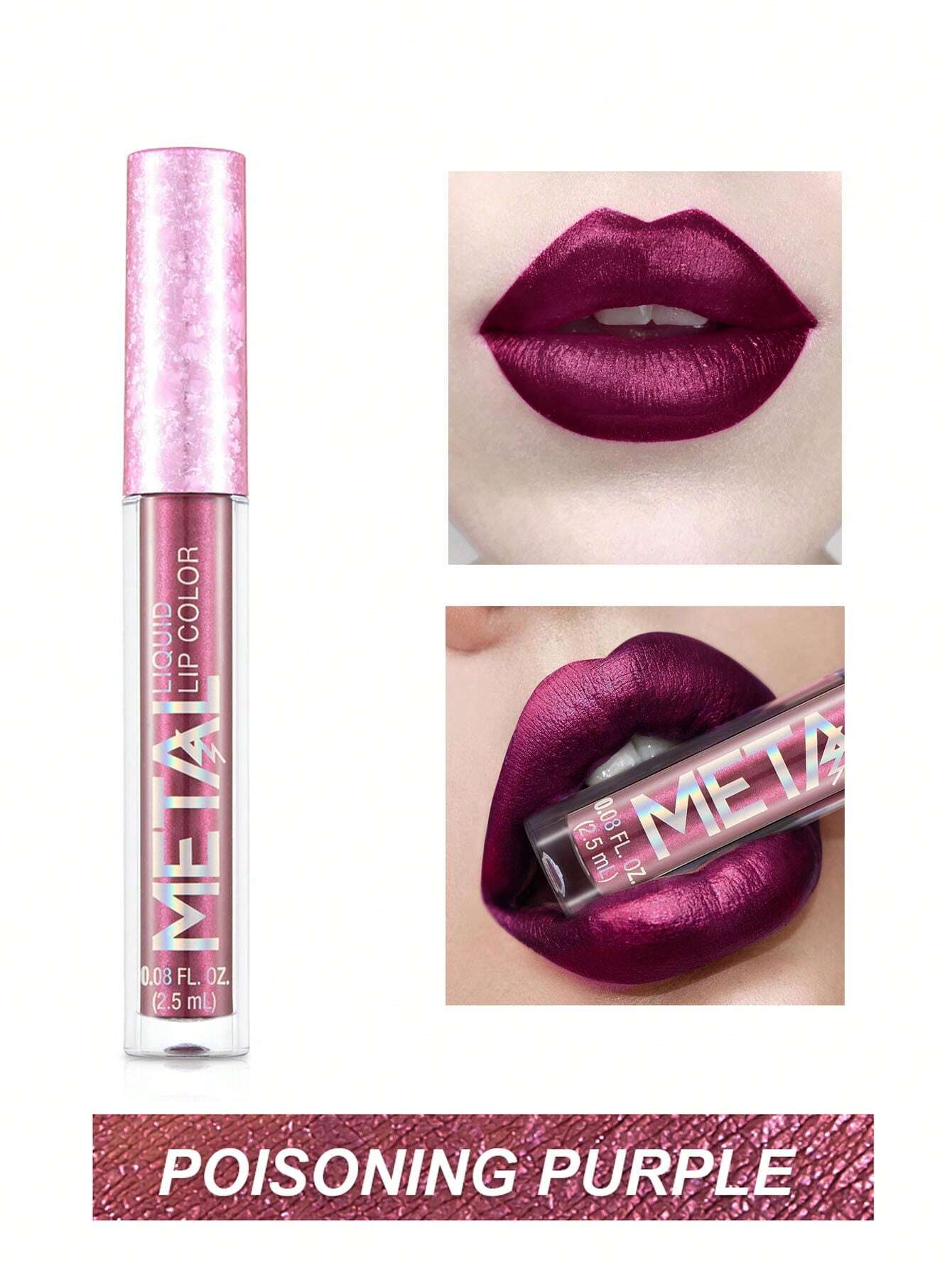 SHEIN Waterproof Liquid Lipstick, Long-Wearing Metallic Lip Gloss