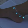 SHEIN Women Luminous Blue Star Tassel Anklet Luminous Star Bracelet