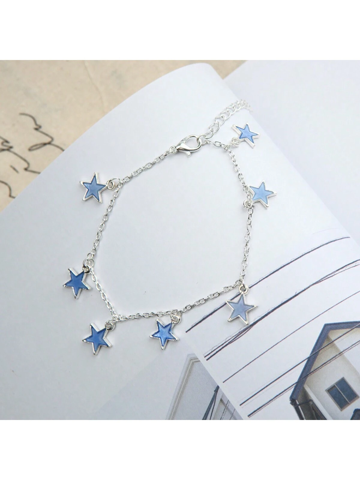 SHEIN Women Luminous Blue Star Tassel Anklet Luminous Star Bracelet - Image 2