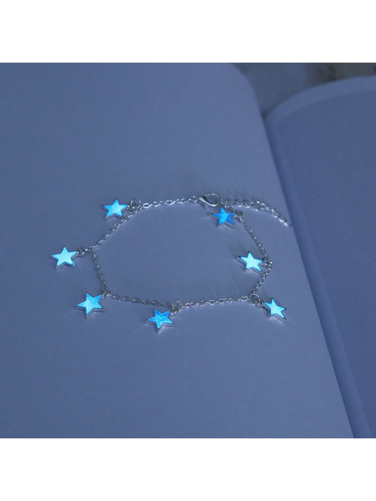 SHEIN Women Luminous Blue Star Tassel Anklet Luminous Star Bracelet