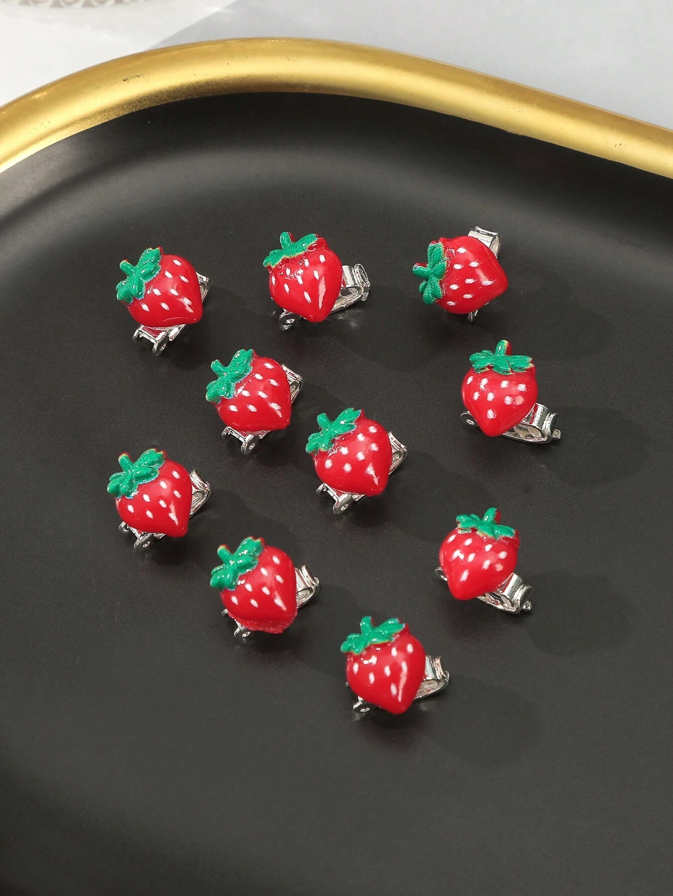 SHEIN 10pcs Strawberry Fruit Decor Hair Ties