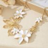SHEIN 1pc Metal Hollow Flower Oil Drop Necklace
