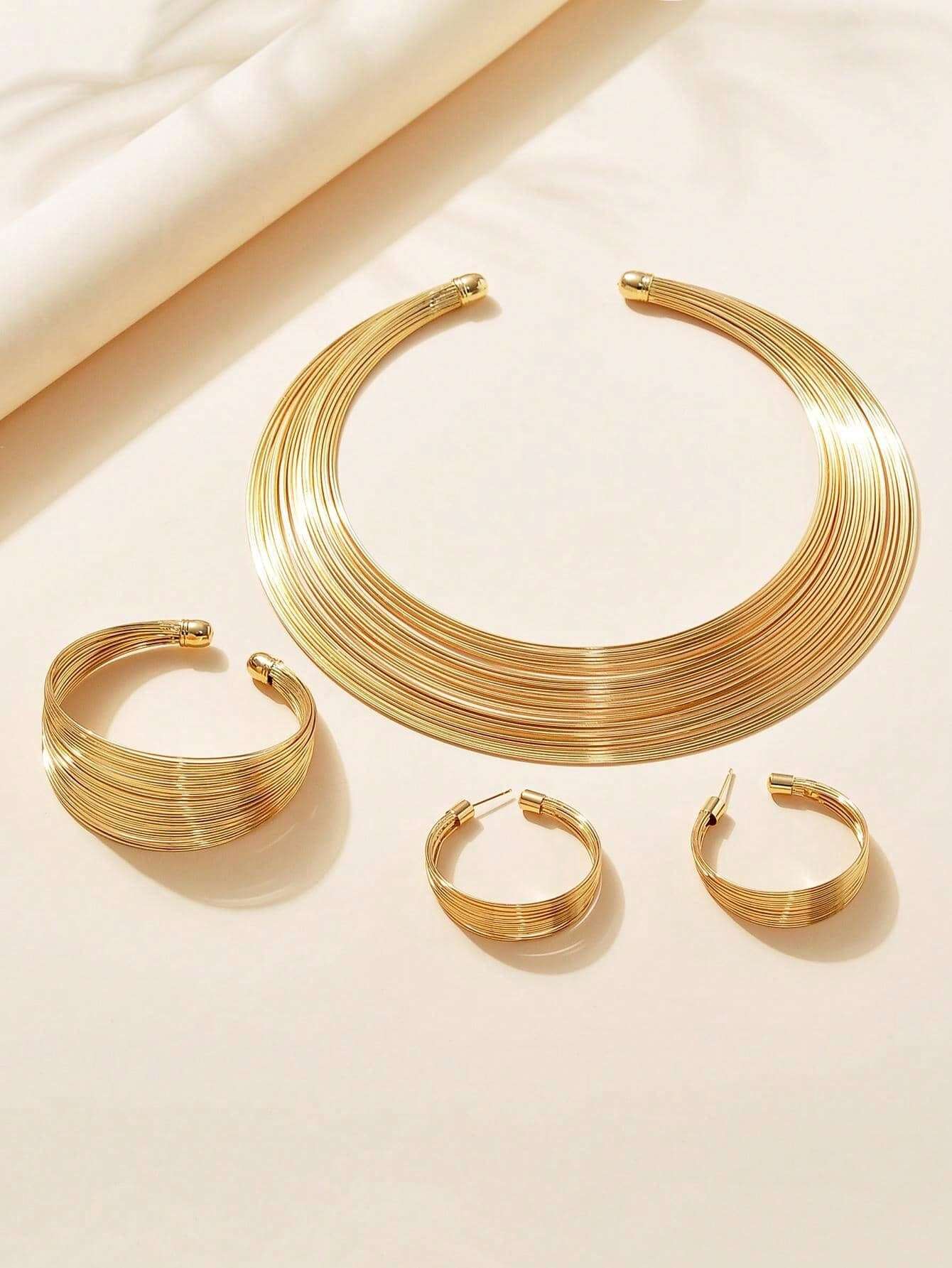 SHEIN 1pc Necklace, 1pc Bracelet, 1pair Earrings, Exaggerated