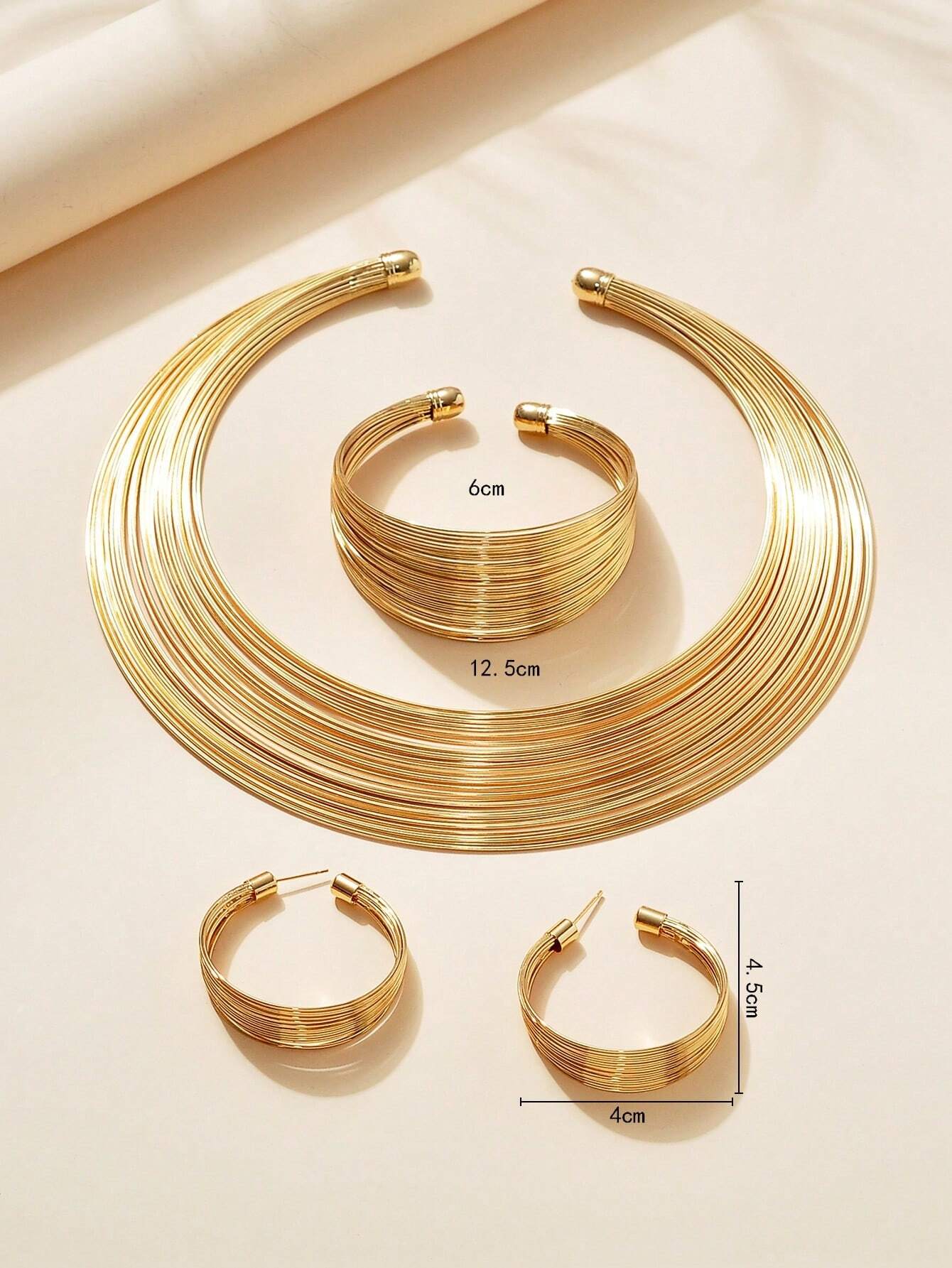 SHEIN 1pc Necklace, 1pc Bracelet, 1pair Earrings, Exaggerated