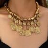 SHEIN 1pc New Vintage Asymmetrical Round Tassel Pendant Necklace