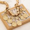 SHEIN 1pc New Vintage Asymmetrical Round Tassel Pendant Necklace