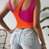 SHEIN Rafferiza Women's Fashionable Color-Block Asymmetrical Camisole Top
