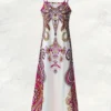 SHEIN V-Neck Sleeveless Vintage Floral Print Summer Dress