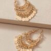 SHEIN imoli Disc Charm Hollow Out Drop Earrings