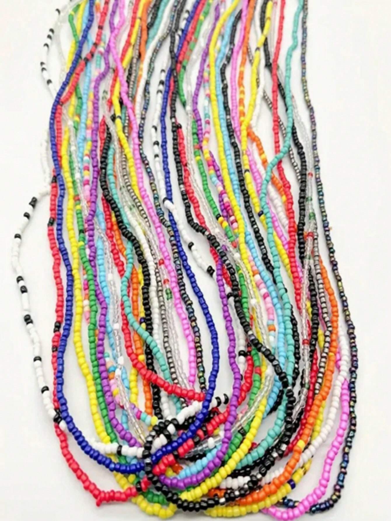 SHEIN 10Pcs/Set Boho Elastic Seed Beads Waist Belly Belt