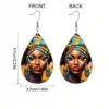 SHEIN 1 Pair Colorful African Girls PU Leather Earrings