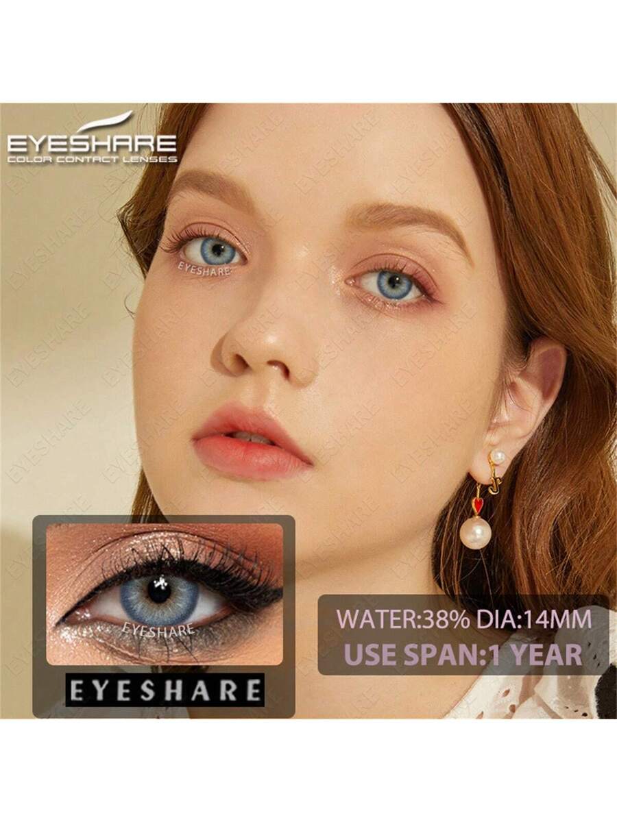 SHEIN 1 Pair Natural Color Lens Eyes Color Cosmetic Contact Lens Blue Green