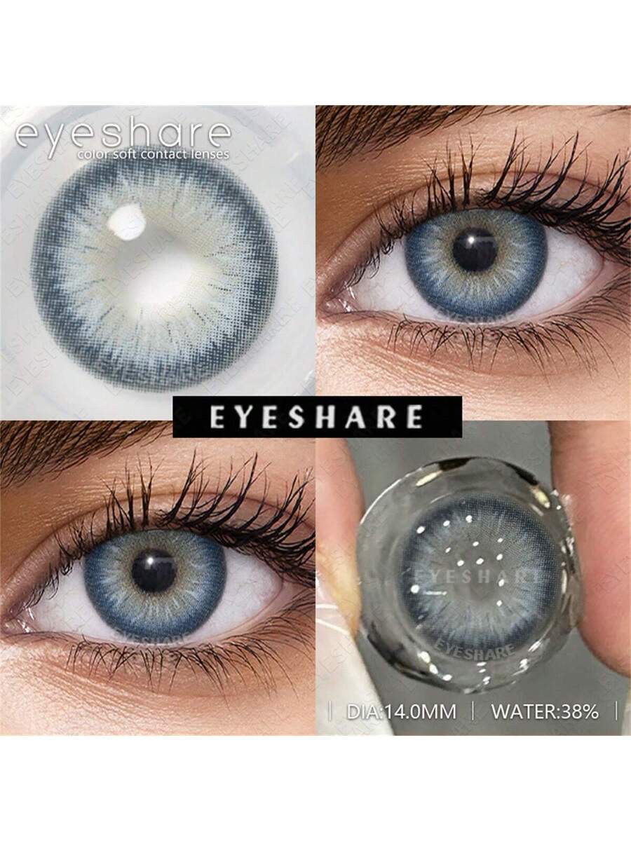 SHEIN 1 Pair Natural Color Lens Eyes Color Cosmetic Contact Lens Blue Green