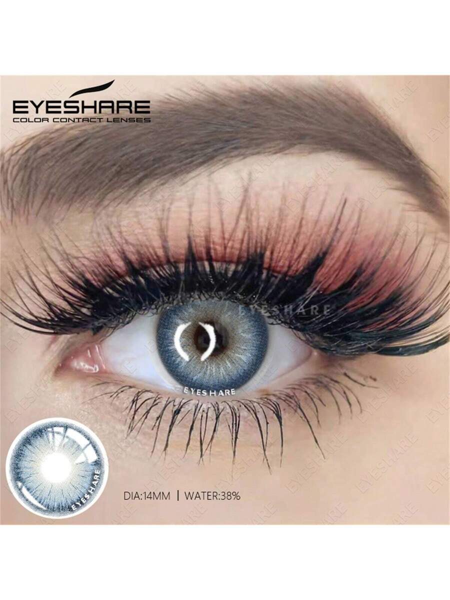 SHEIN 1 Pair Natural Color Lens Eyes Color Cosmetic Contact Lens Blue Green