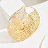 SHEIN Vintage Oversized Hollow Floral Pattern Totem Metal Geometric Drop Hoop Earrings