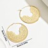 SHEIN Vintage Oversized Hollow Floral Pattern Totem Metal Geometric Drop Hoop Earrings