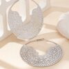 SHEIN Vintage Oversized Hollow Floral Pattern Totem Metal Geometric Drop Hoop Earrings