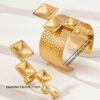 SHEIN 1 Set Golden Color Geometric Chunky Ring Cuff Bangle