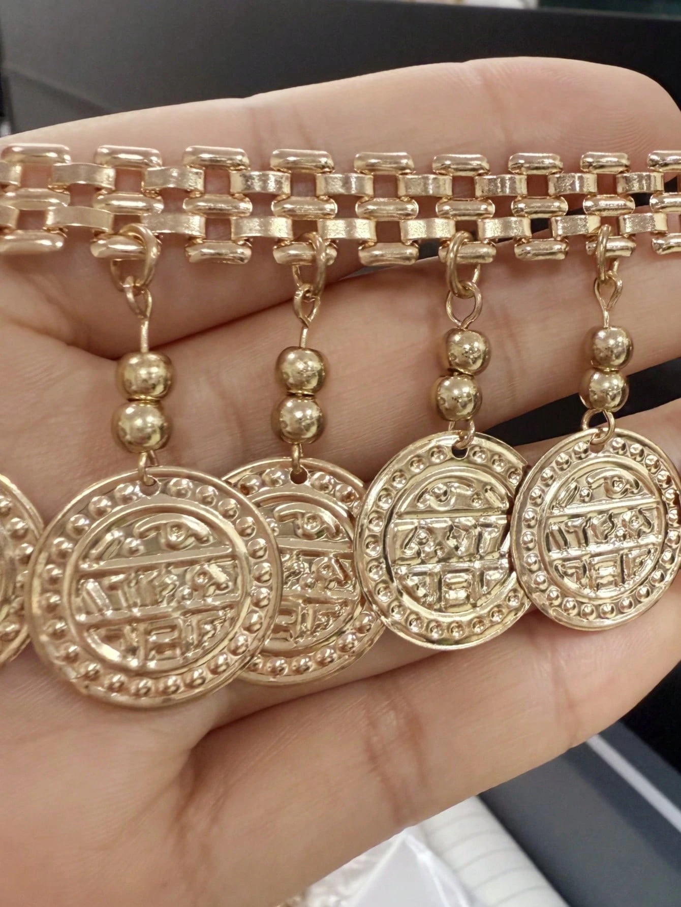 Exaggerated Beaded Vintage Coin Anklet