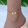 SHEIN 1pc Butterfly & Flower Shaped Metallic Anklet