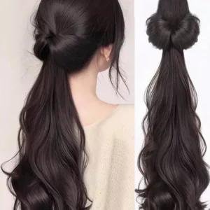 SHEIN Casual Retro Ponytail Hair Claw Clip, Wavy Brown and Black