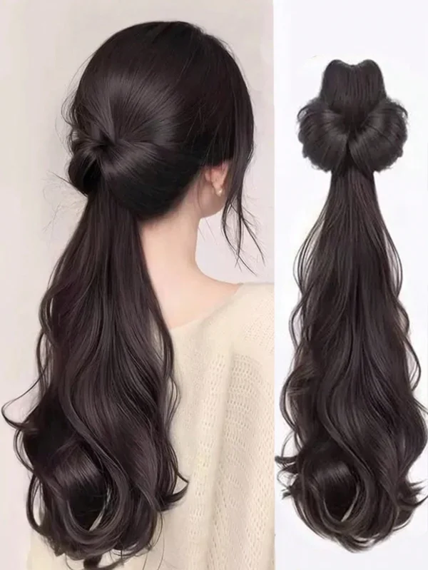 SHEIN Casual Retro Ponytail Hair Claw Clip, Wavy Brown and Black