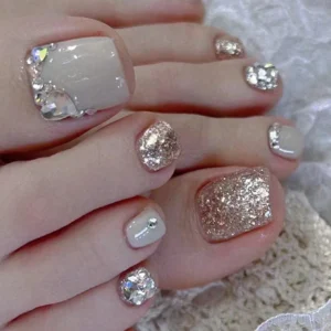 SHEIN 24pcs Short Coffin Shaped Minimalist Style Foot False Nails