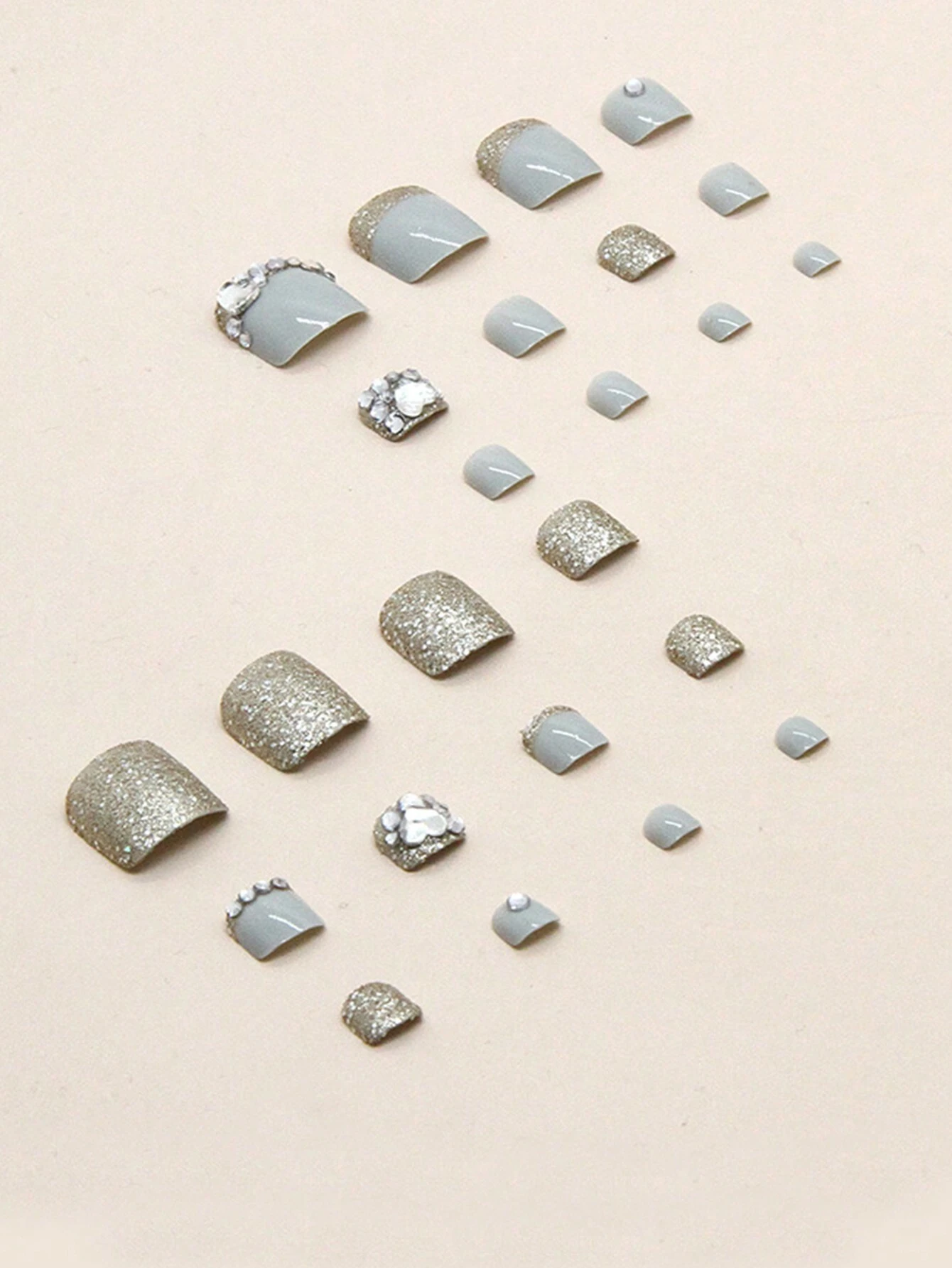 SHEIN 24pcs Short Coffin Shaped Minimalist Style Foot False Nails