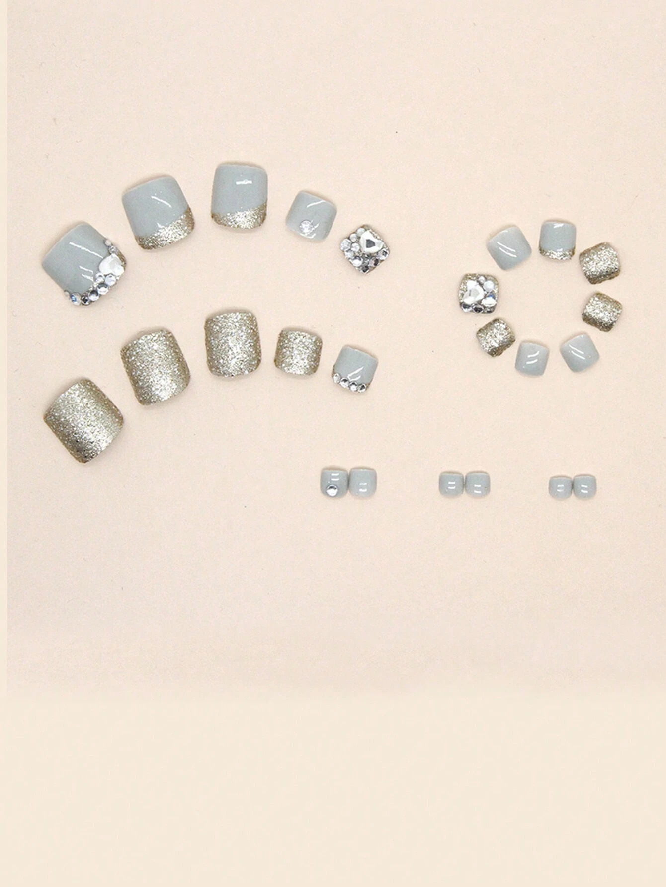 SHEIN 24pcs Short Coffin Shaped Minimalist Style Foot False Nails