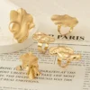 SHEIN 5 Pcs Golden Color Abstract Wrinkled Metal Statement Rings Set